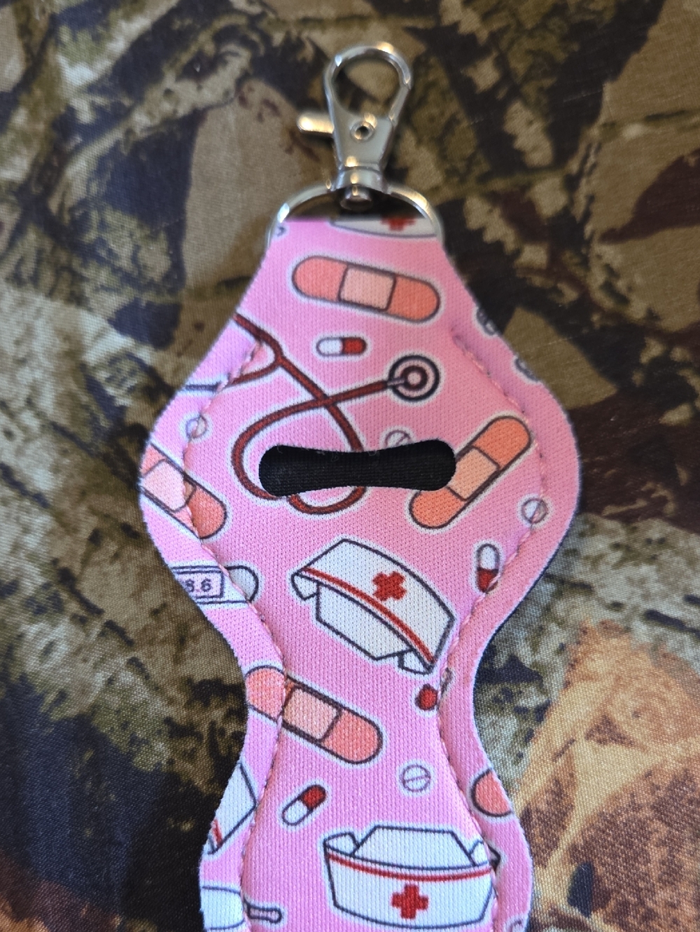 🩷3 For $10🩷Pink Nurse Pattern Chapstick Holder Keychain